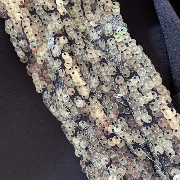 Galvan London Navy Sequin Cortado Top with Sequin Scarf in Back - Picture 7 of 15